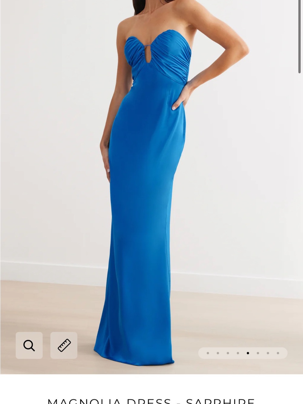 Sapphire Blue Strapless Ruched Sweetheart Gown